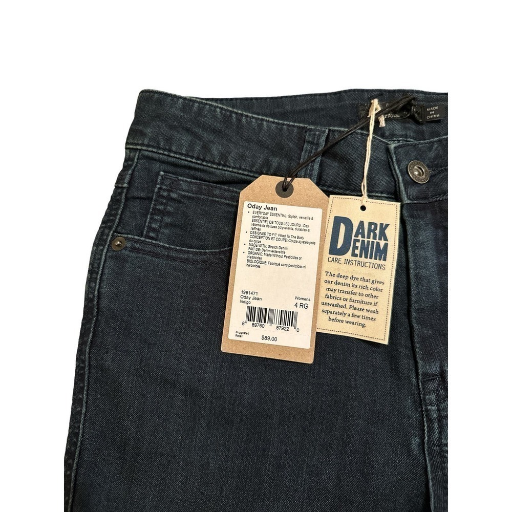 prAna Women's Oday Jean Mid Rise Organic Cotton Stretch Dark Denim Sz 4 Blue NWT - Picture 4 of 6